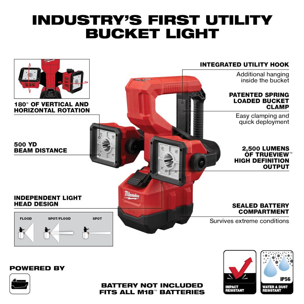 Milwaukee M18 18 Volt Lithium-Ion Cordless Utility Bucket Light - Tool Only