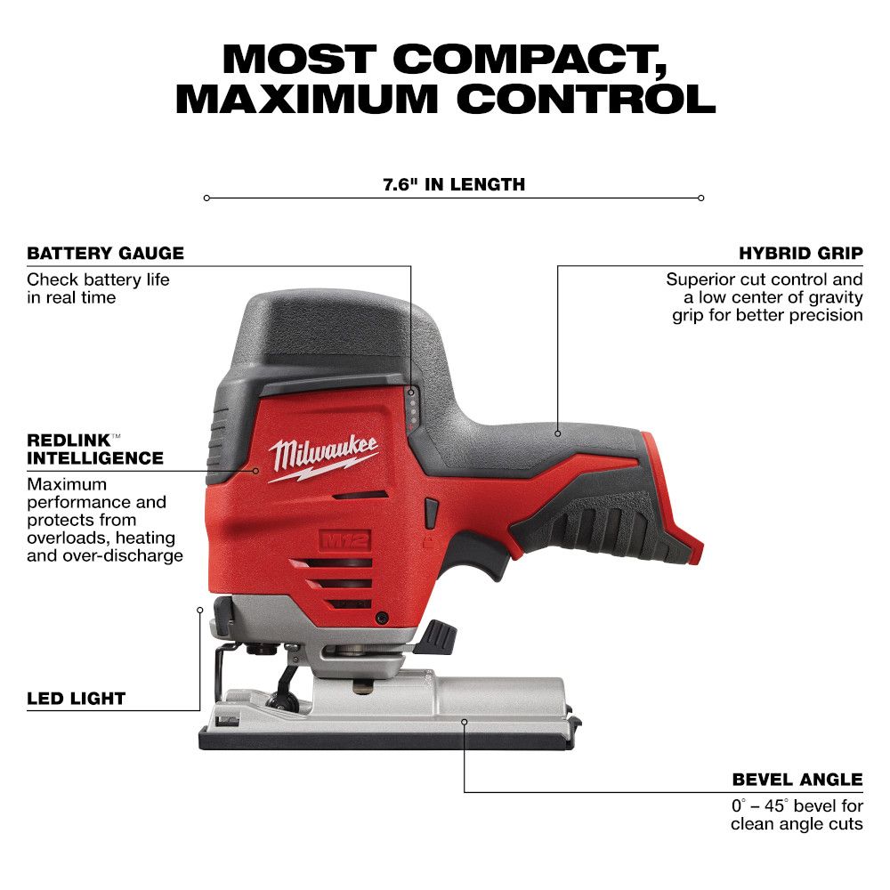 Milwaukee M12 12 Volt Lithium-Ion Cordless High Performance Jig Saw - Tool Only