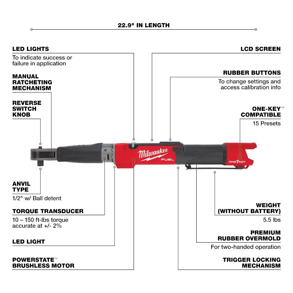Milwaukee M12 FUEL 1/2" Digital Torque Wrench w/ ONE-KEY