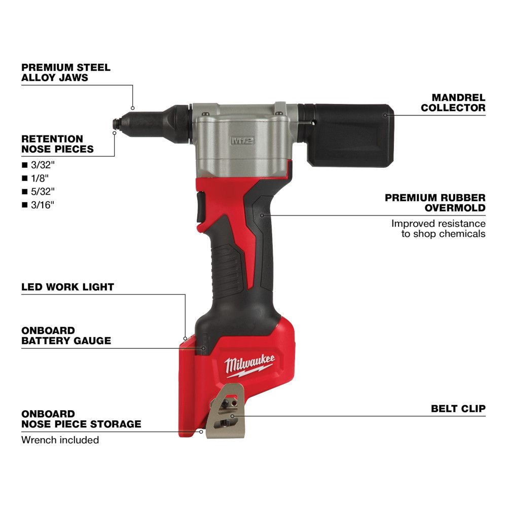Milwaukee M12 12 Volt Lithium-Ion Cordless Rivet Tool - Tool Only