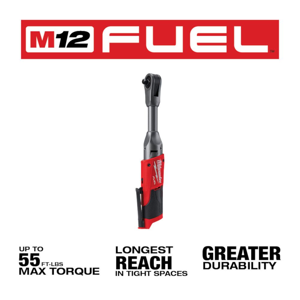 Milwaukee M12 FUEL 12 Volt Lithium-Ion Brushless Cordless 3/8 in. Extended Reach Ratchet - Tool Only