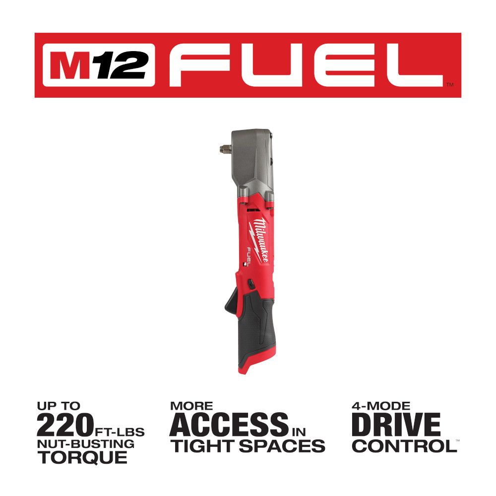 Milwaukee M12 FUEL 12 Volt Lithium-Ion Brushless Cordless 3/8 in. Right Angle Impact Wrench - Tool Only