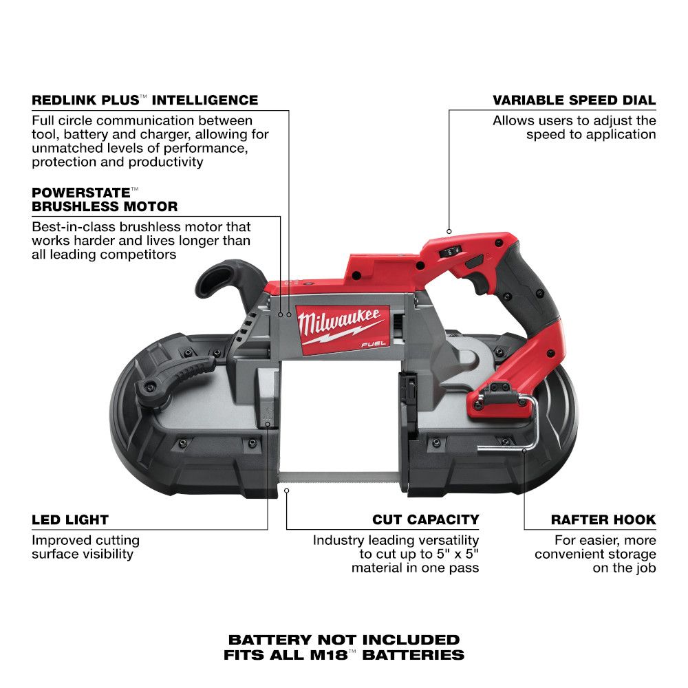 Milwaukee M18 FUEL 18 Volt Lithium-Ion Brushless Cordless Deep Cut Band Saw - Tool Only