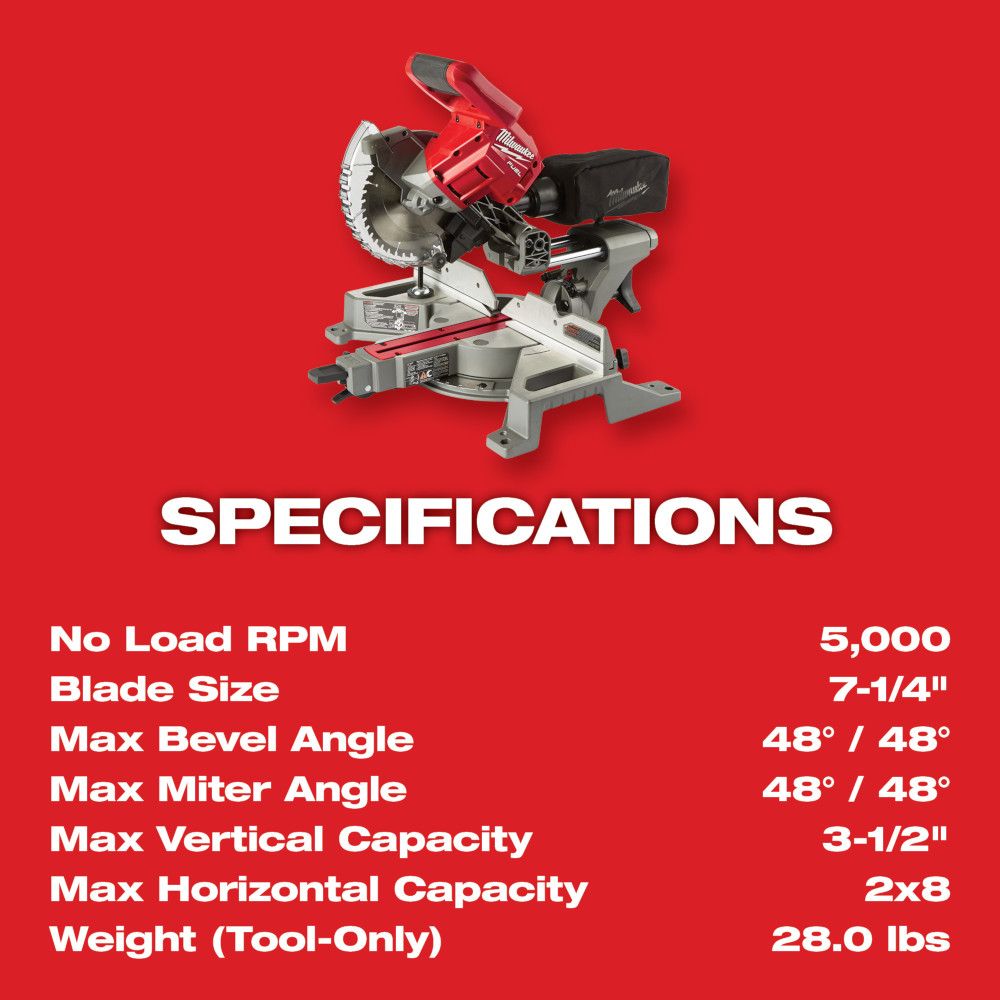 Milwaukee M18 FUEL 7 1/4" Dual Bevel Mitre Saw