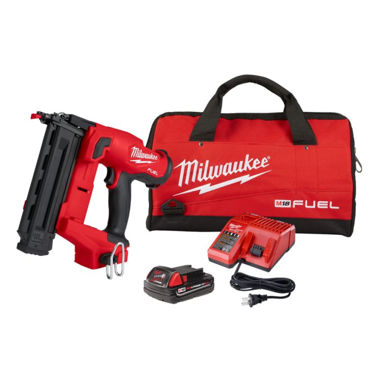 Milwaukee M18 FUEL 18 Volt Lithium-Ion Brushless Cordless 18 Gauge Brad Nailer Kit