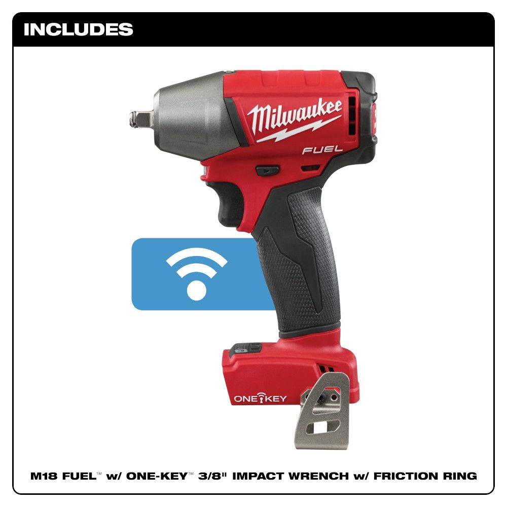 Milwaukee M18 FUEL 18 Volt Lithium-Ion Brushless Cordless 3/8 in. Compact Impact Wrench with Friction Ring with ONE-KEY - Tool