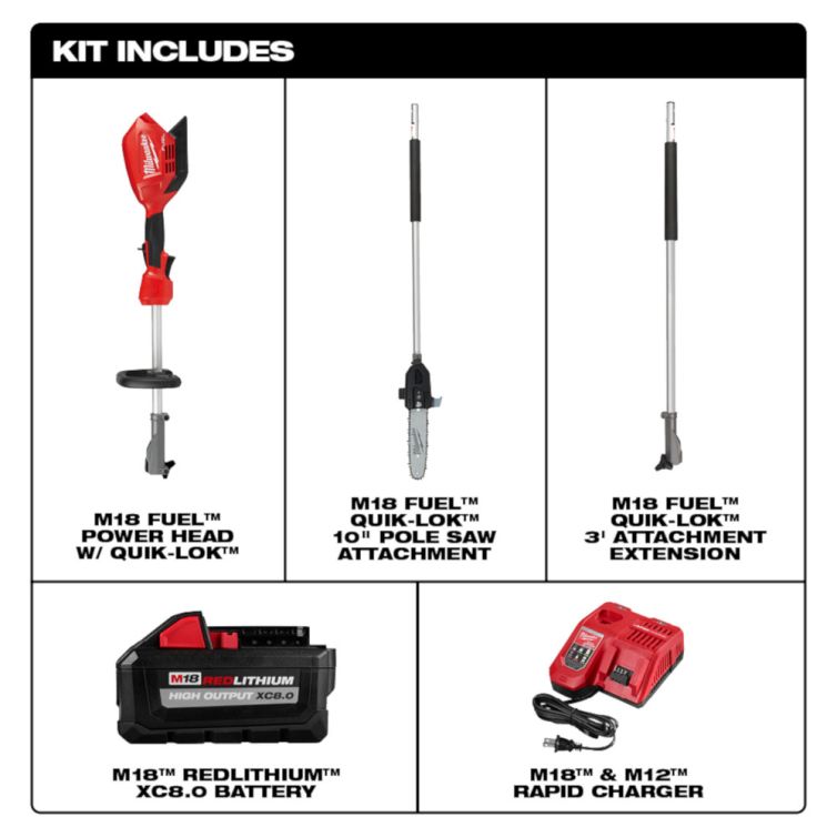 Milwaukee M18 FUEL 10" Pole Saw with QUIK-LOK Kit
