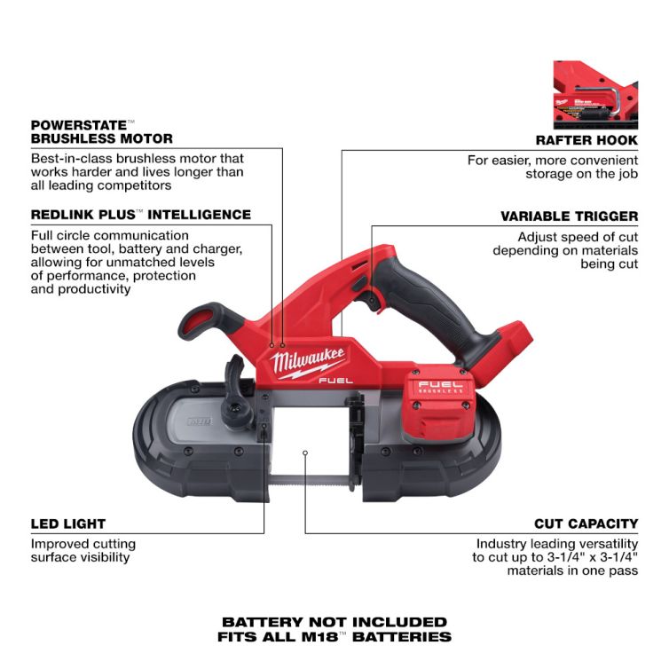 Milwaukee M18 FUEL 18 Volt Lithium-Ion Brushless Cordless Compact Band Saw - Tool Only