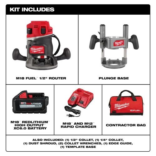 Milwaukee M18 FUEL 18V 1/2" Cordless Lithium-Ion Router Kit