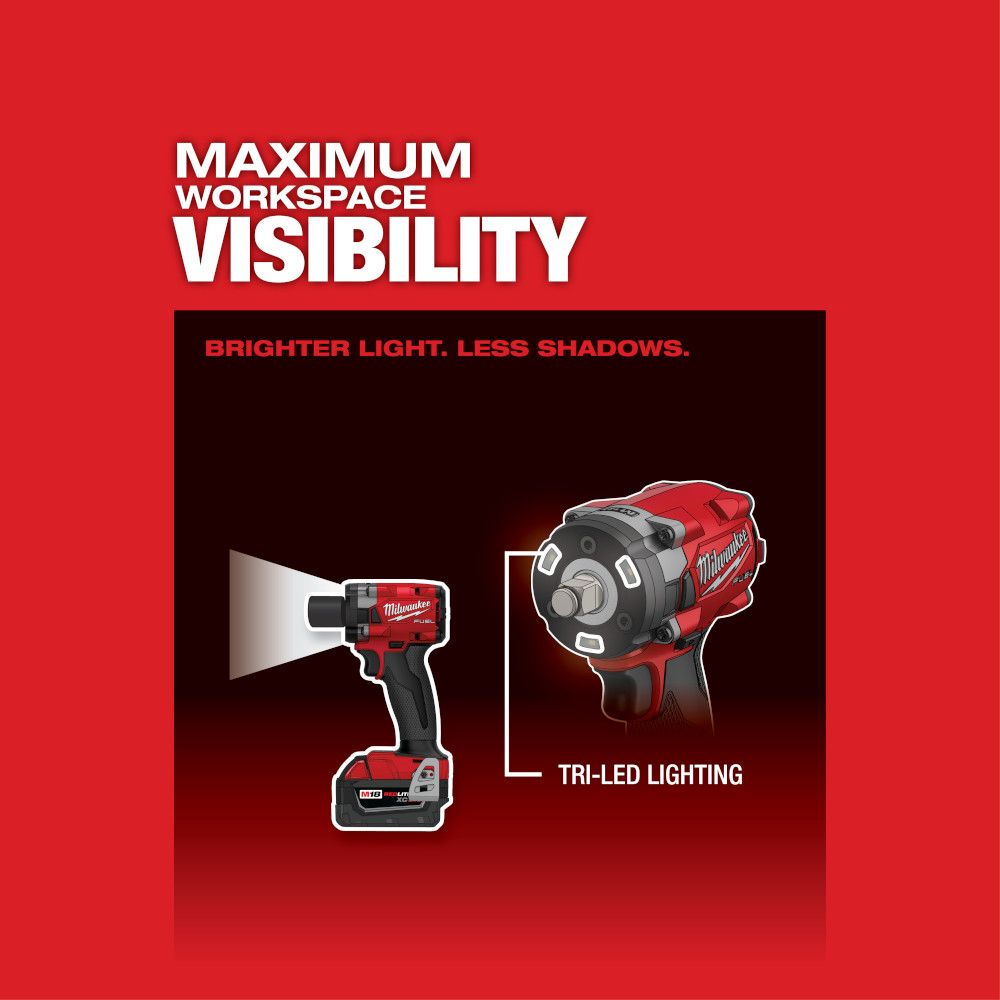 Milwaukee M18 FUEL 18V Lithium-Ion 1/2" Compact Brushless Cordless Wrench with Pin Detent - Tool Only