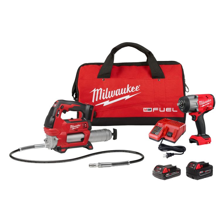 Milwaukee M18 FUEL 1/2" HTIW w/ Friction Ring & Grease Gun Combo Kit