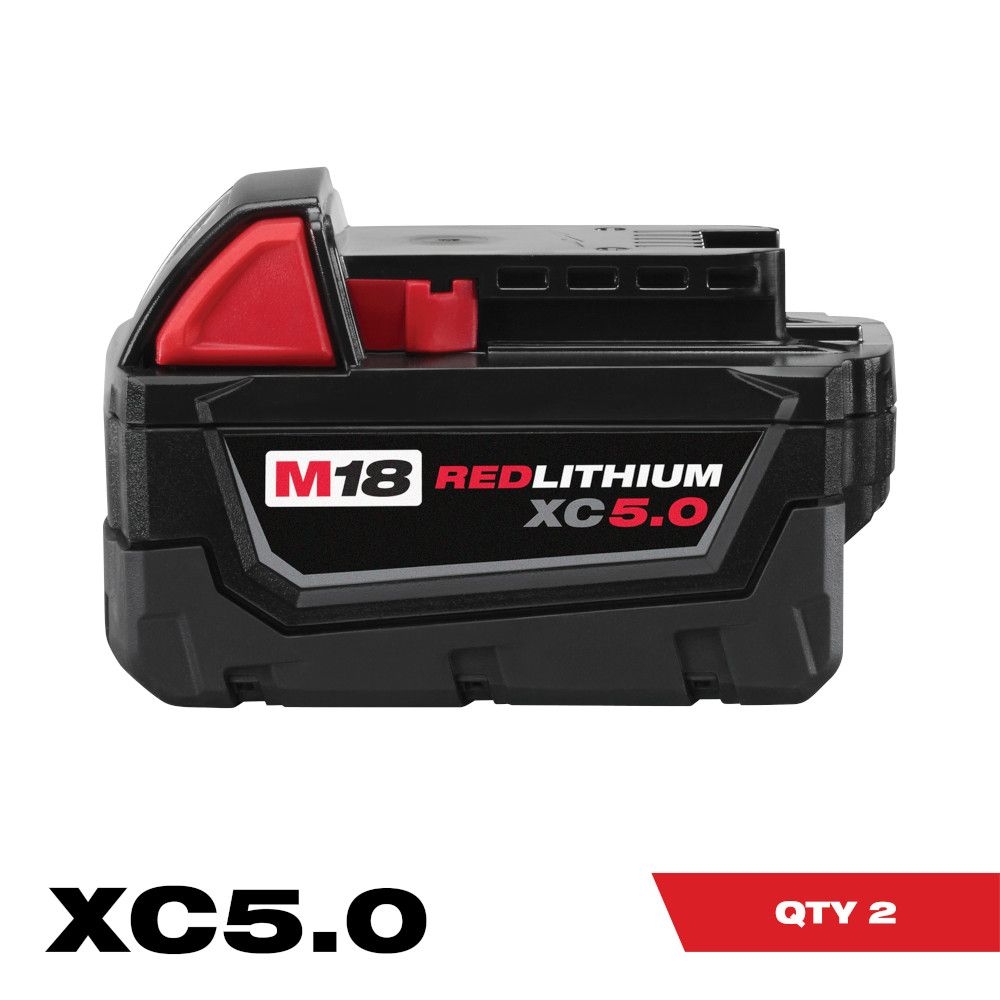 Milwaukee M18 REDLITHIUM XC 5.0 Ah Extended Capacity Battery Pack - 2pk