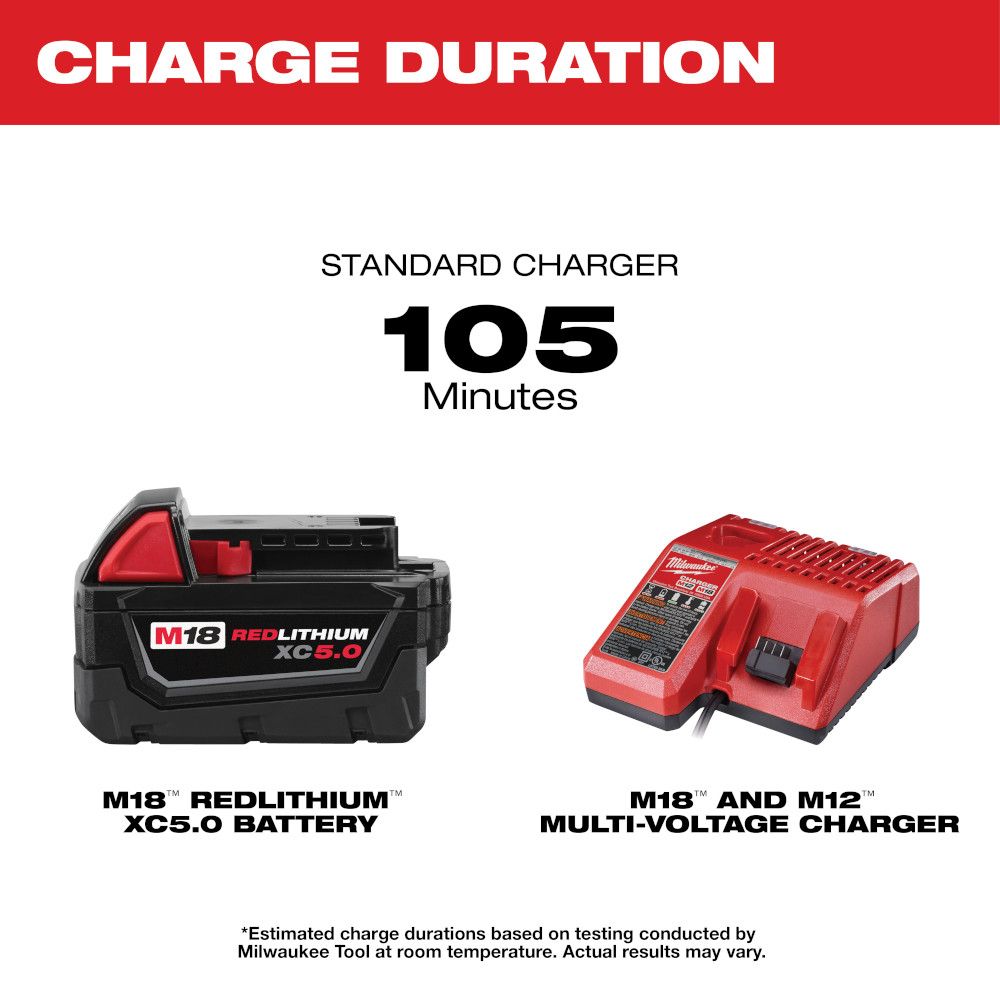 Milwaukee M18 18 Volt Lithium-Ion Cordless REDLITHIUM XC 5.0Ah Battery and Charger Starter Kit