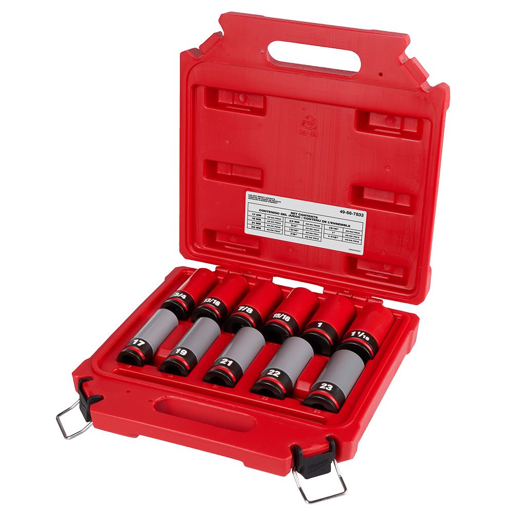 Milwaukee SHOCKWAVE Impact Duty 1/2 Drive SAE & Metric 11PC Lug Nut Wheel Socket Set