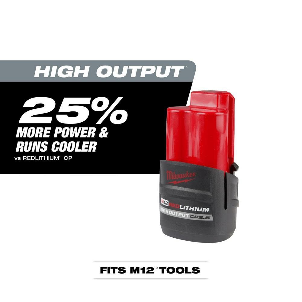 Milwaukee M12 RED LITHIUM HIGH OUTPUT CP2.5 Battery Pack