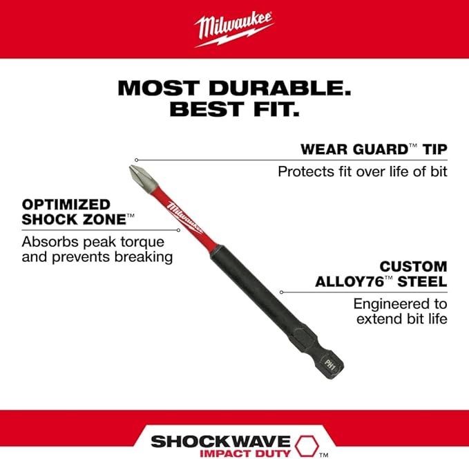 Milwaukee SHOCKWAVE 3-1/2 in. Impact Square Recess #2 Power Bit