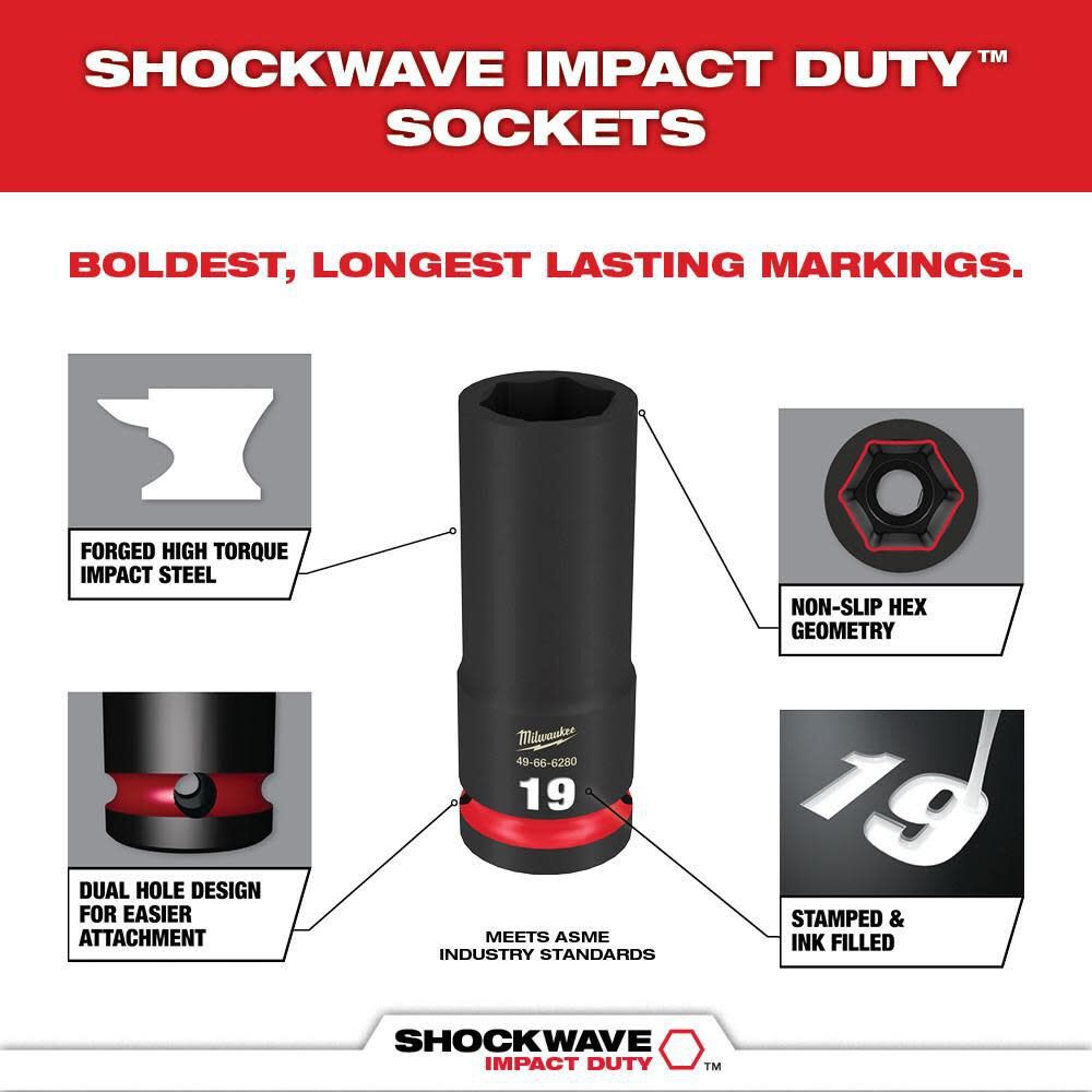 Milwaukee SHOCKWAVE 1/2" 16pc Impact Duty Socket Drive PACKOUT Set