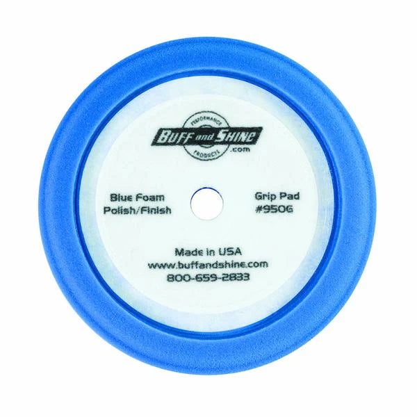 Buff & Shine 9" US Blue Soft Polishing Foam Grip Pad with Center Tee, Contour Edge