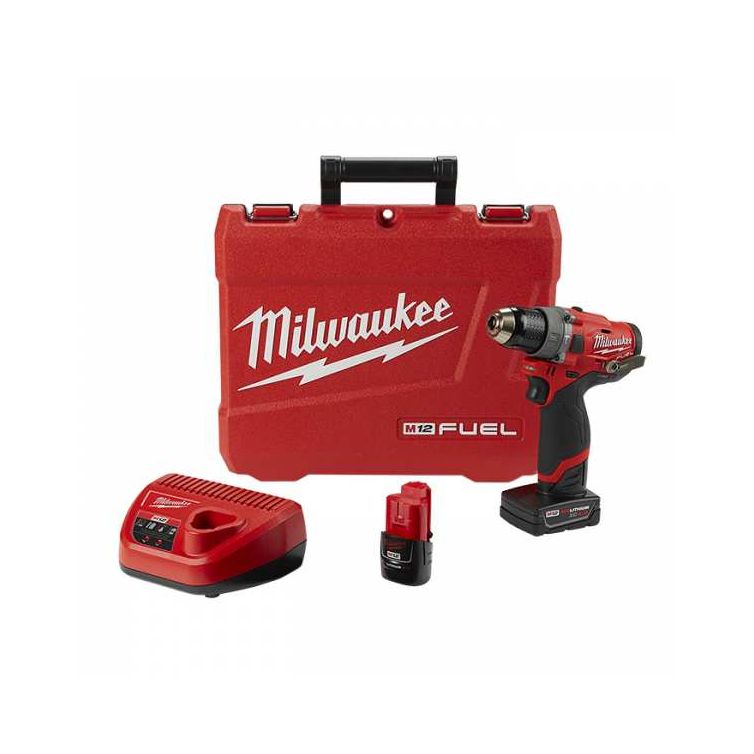 Milwaukee M12 FUEL 12 Volt Lithium-Ion Brushless Cordless 1/2 in. Hammer Drill Kit