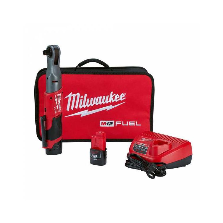 Milwaukee M12 FUEL 12 Volt Lithium-Ion Brushless Cordless 1/2" Ratchet Two Battery Kit