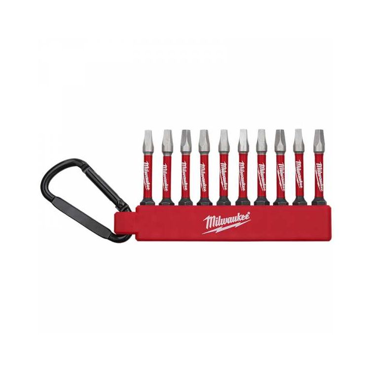 Milwaukee 2 in. SQ 2 SHOCKWAVE Impact Duty Driving Bit Set with Carabiner Holder - 10 Piece