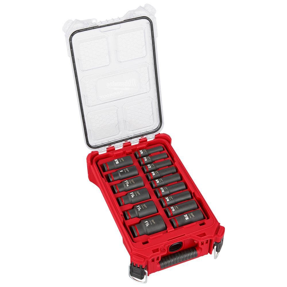 Milwaukee SHOCKWAVE 1/2" 15pc Impact Duty SAE Socket PACKOUT Set