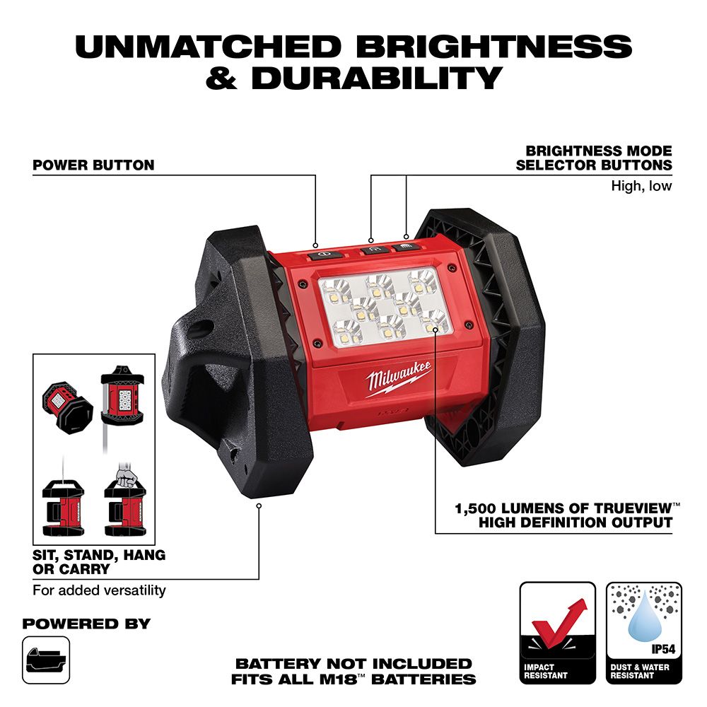 Milwaukee M18 18 Volt Lithium-Ion Cordless LED Flood Light - Tool Only