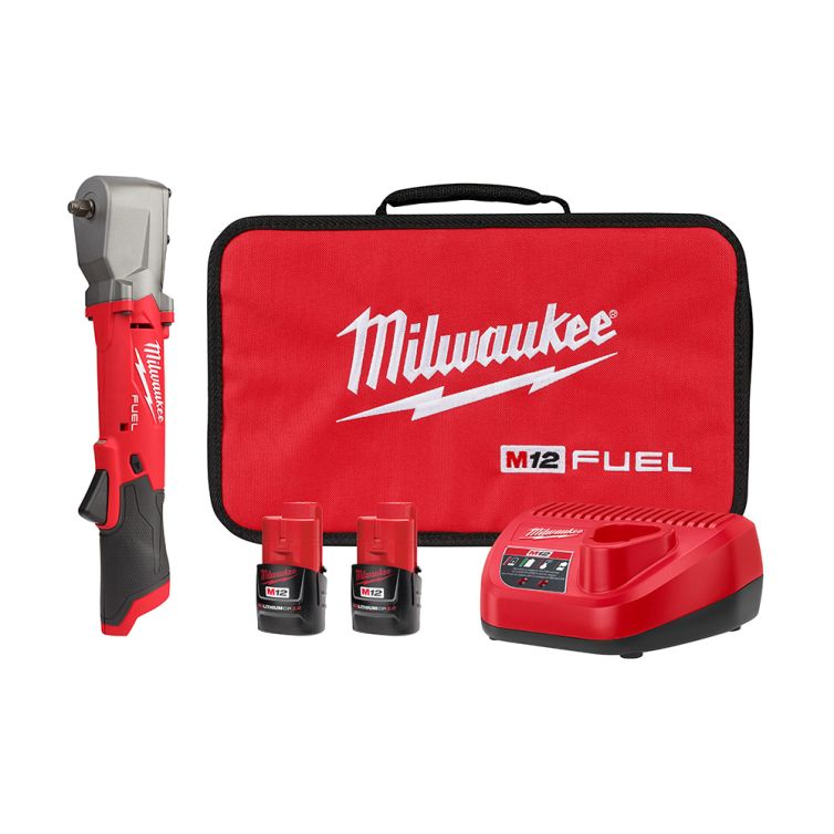 Milwaukee M12 FUEL 12 Volt Lithium-Ion Brushless Cordless 3/8 in. Right Angle Impact Wrench Kit