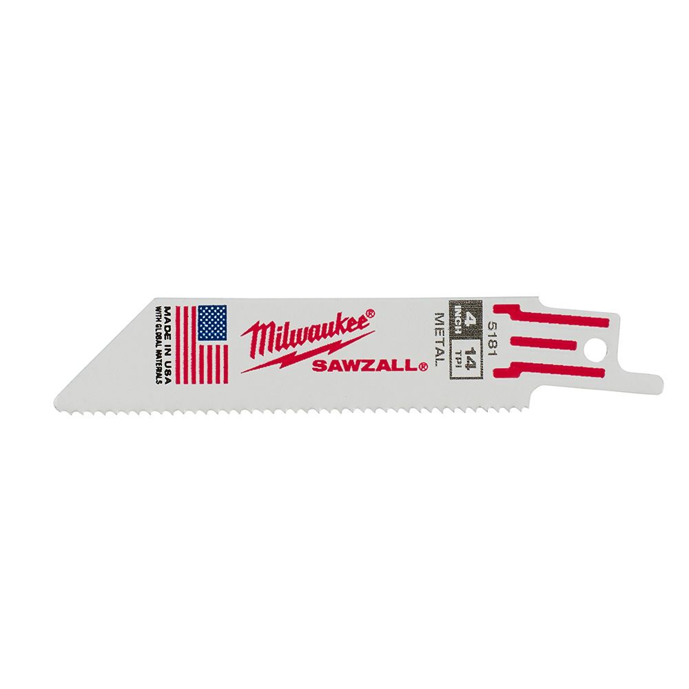 Milwaukee 4 in. 14 TPI Thin Kerf SAWZALL Blades - 5 Pack