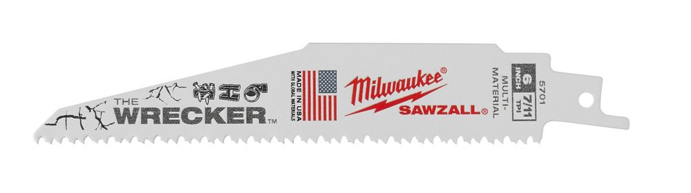 Milwaukee 6 in. 7/11TPI The Wrecker Multi-Material SAWZALL Blade - 5 Pack