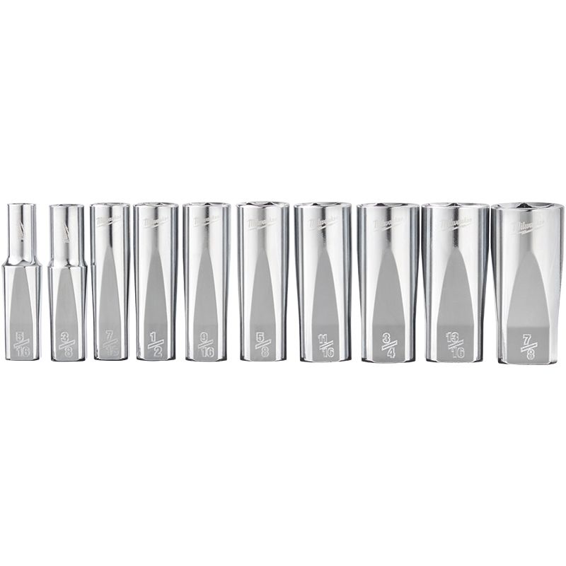 Milwaukee 3/8" Drive 10pc Deep Well Socket Set - SAE