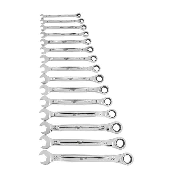 Milwaukee 15 Piece Ratcheting Combination Wrench Set - Metric