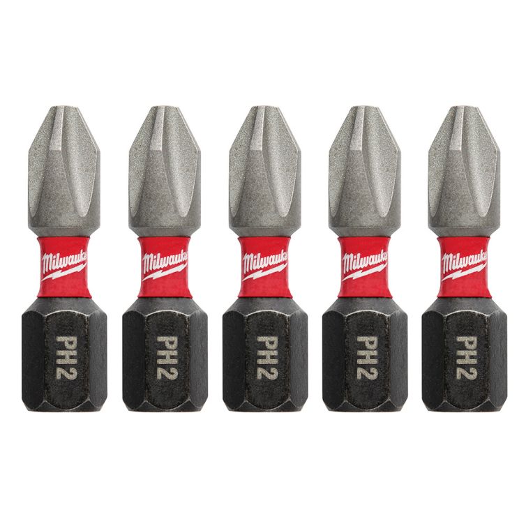 Milwaukee SHOCKWAVE Impact Phillips #2 Insert Bits - 5 Pack