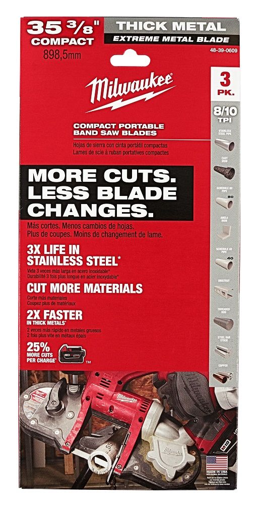 Milwaukee Extreme Thick Metal Band Saw Blades 3 pk Compact
