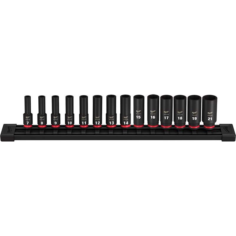 Milwaukee 14pc SHOCKWAVE Impact Duty 3/8" Drive Metric Deep 6 Point Socket Set