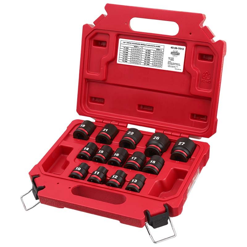 Milwaukee 14pc SHOCKWAVE Impact Duty 1/2" Drive Metric Standard 6 Point Socket Set