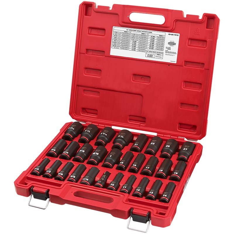 Milwaukee 29pc SHOCKWAVE Impact Duty 1/2" Drive SAE & Metric Deep 6 Point Socket Set