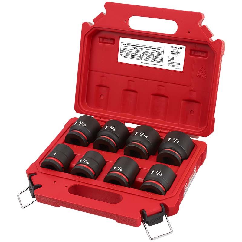 Milwaukee 8pc SHOCKWAVE Impact Duty 3/4" Drive SAE Standard 6 Point Socket Set