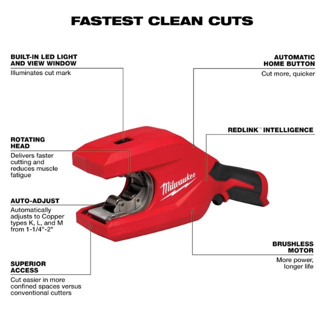 Milwaukee M12 Brushless 1-1/4" - 2" Copper Tubing Cutter
