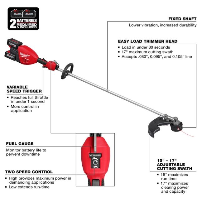 Milwaukee M18 FUEL 17” Dual Battery String Trimmer Kit