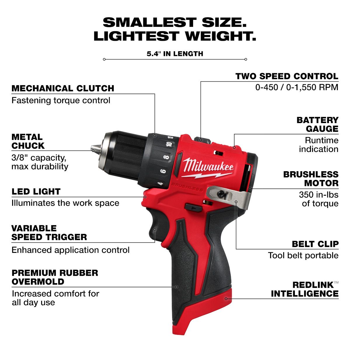 Milwaukee 3401-20 M12 Subcompact Brushless 3/8" Drill/Driver - Tool Only