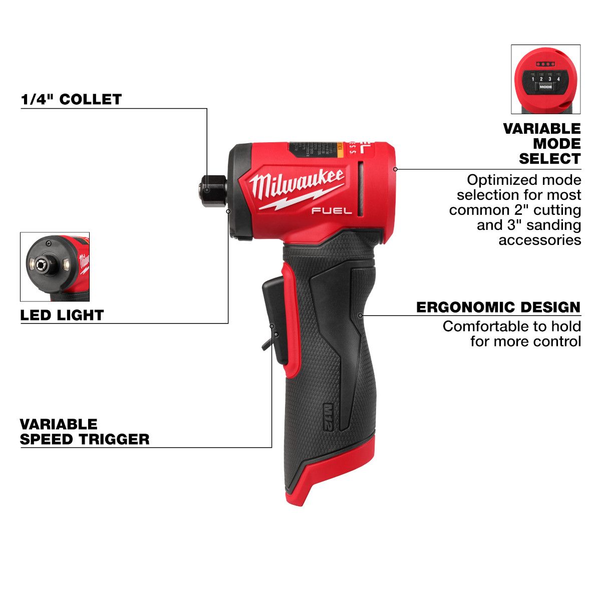 Milwaukee 3485-20 M12 FUEL 1/4" Right Angle Die Grinder Gen II - Tool Only