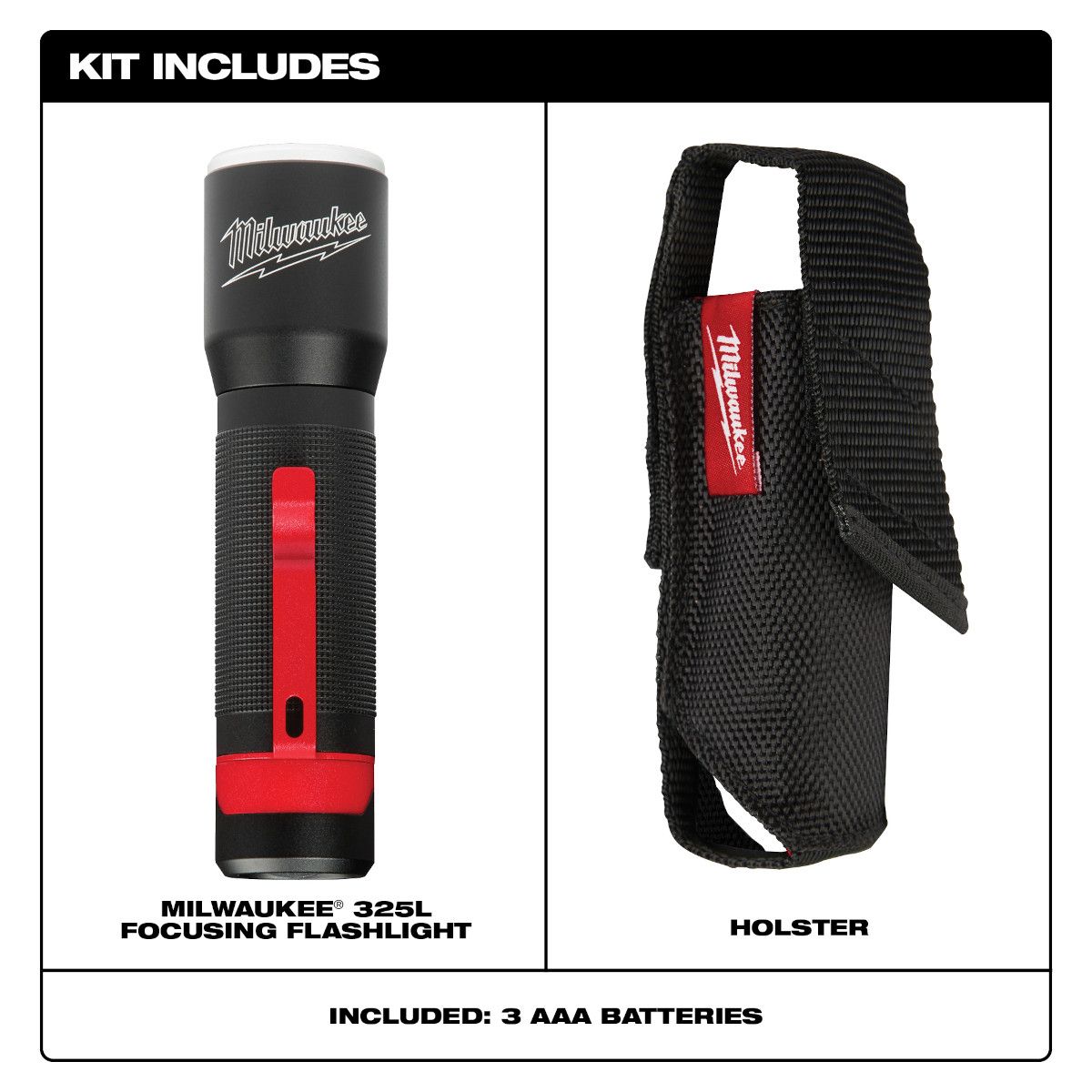 Milwaukee 325-Lumen LED Focusing Flashlight w/Holster