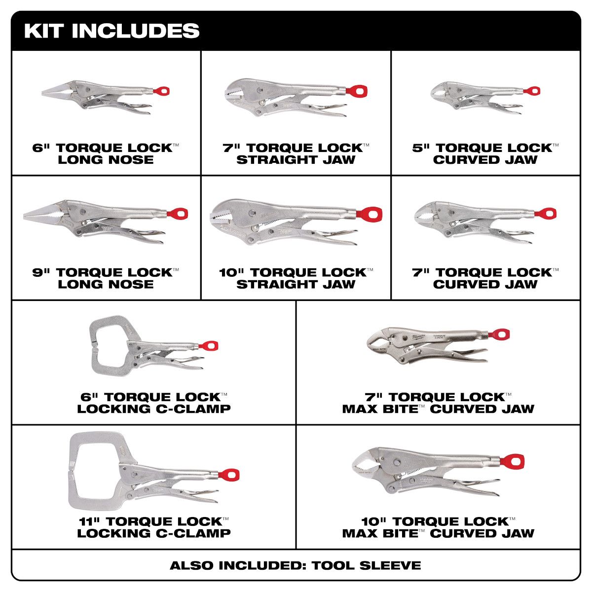 Milwaukee 10Pc TORQUE LOCK Locking Pliers Kit