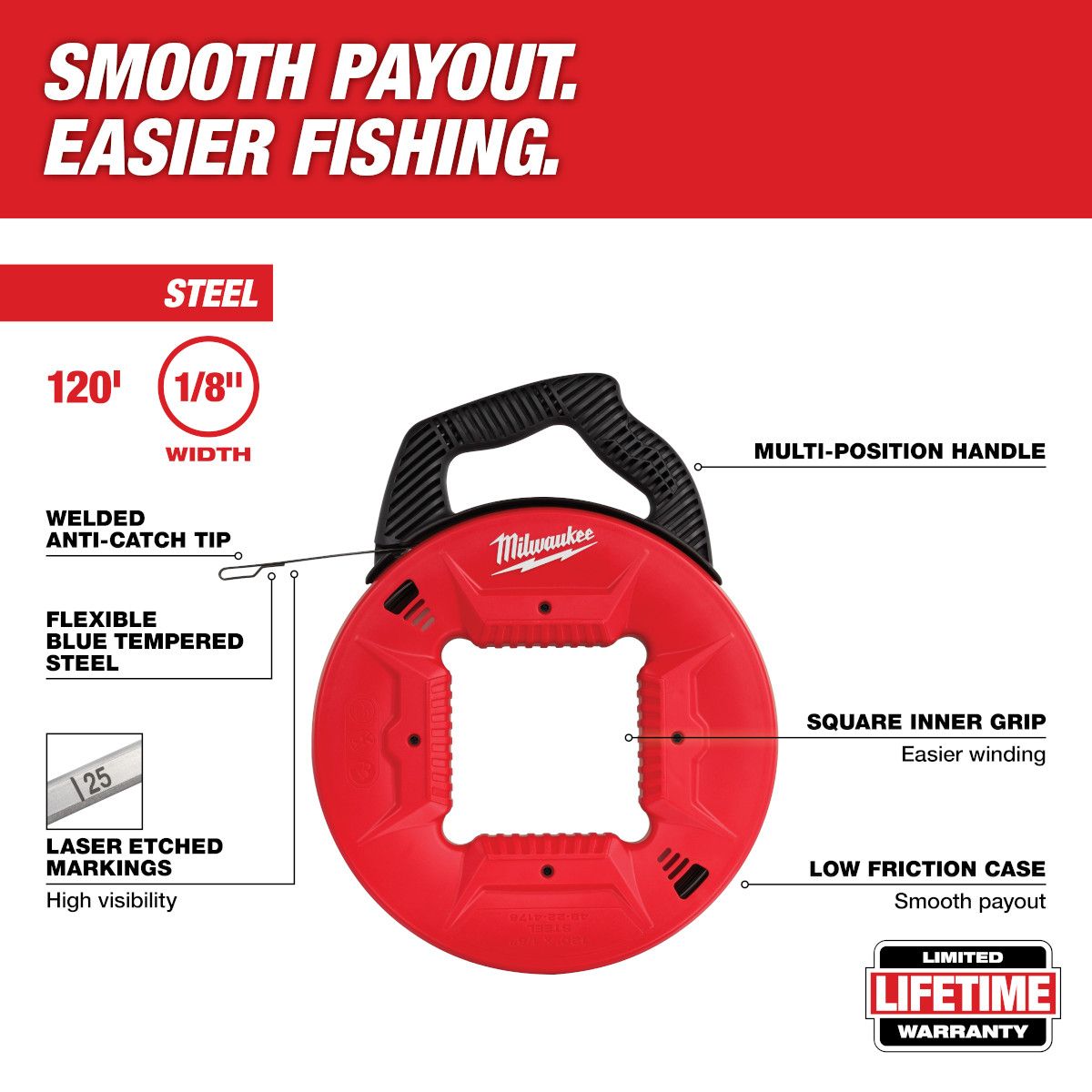 Milwaukee 120 ft. 1/8 in. Steel Fish Tape