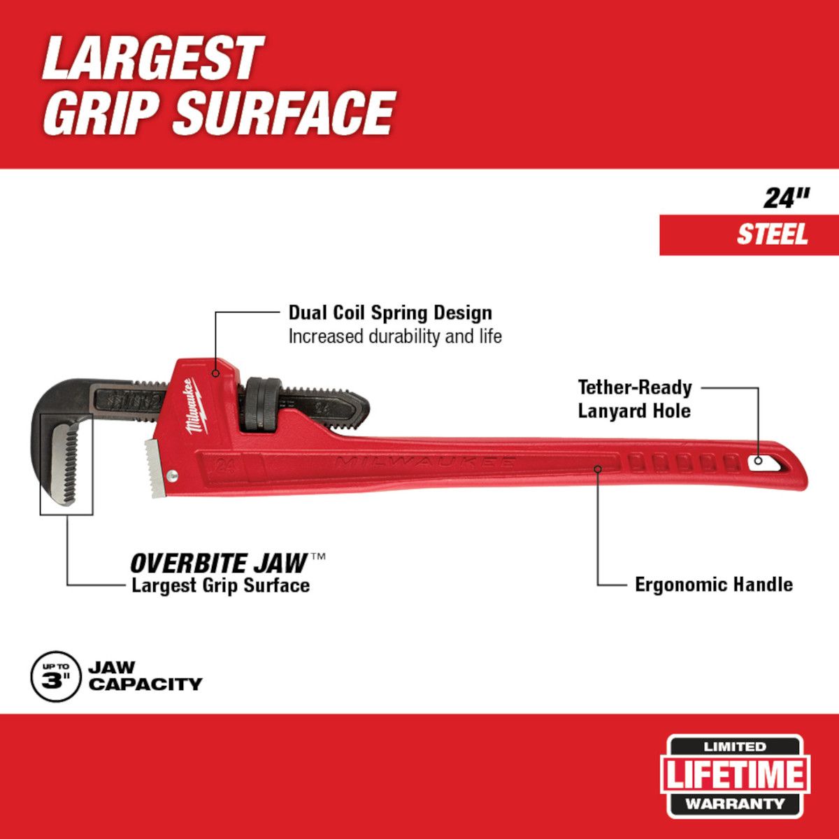 Milwaukee 24 in. Steel Pipe Wrench