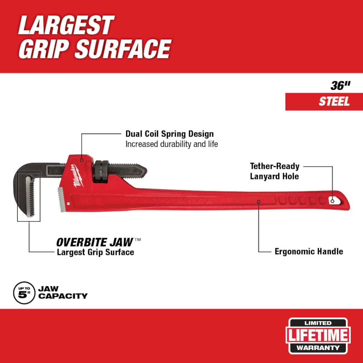 Milwaukee 36 in. Steel Pipe Wrench