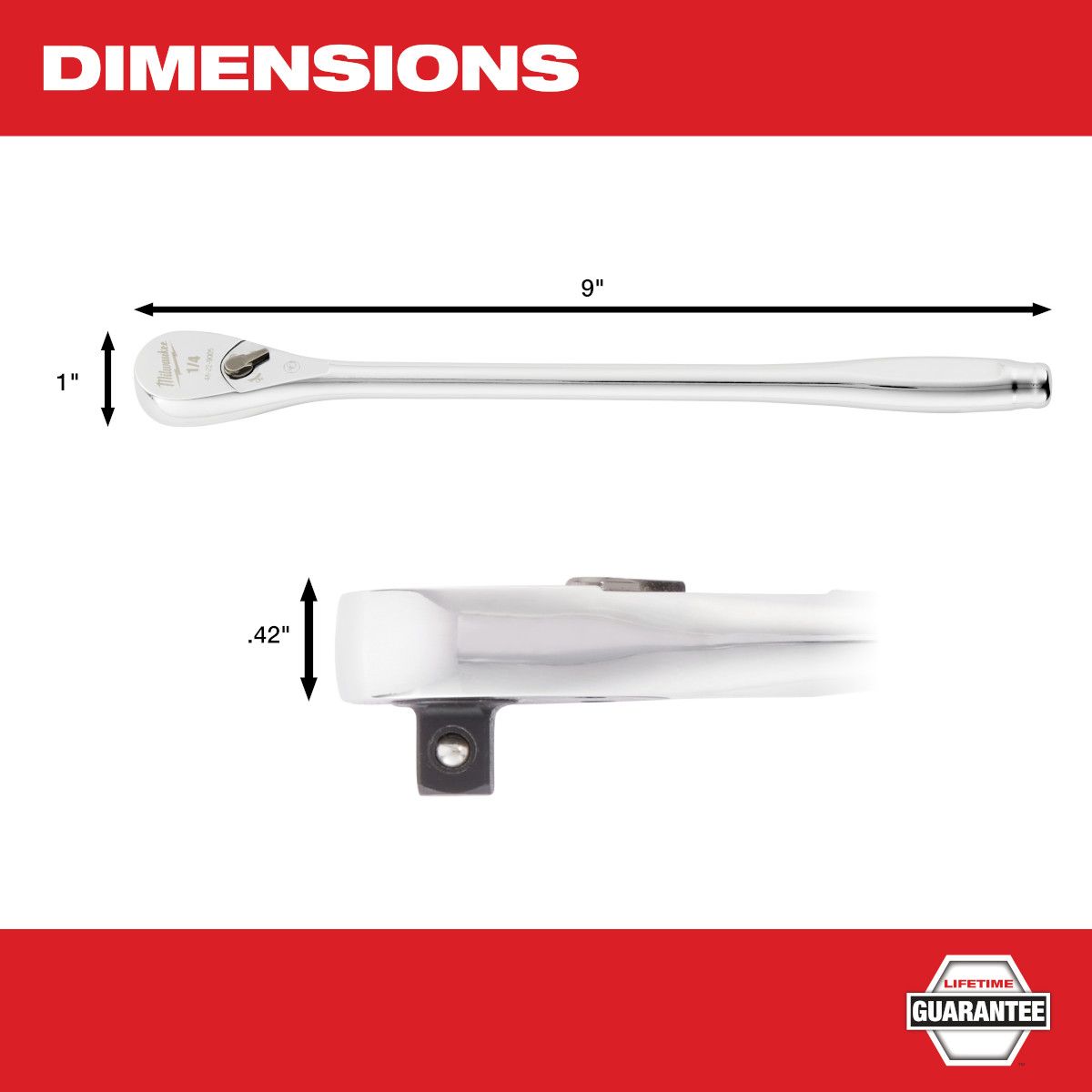 Milwaukee 1/4" Drive 9" Ratchet