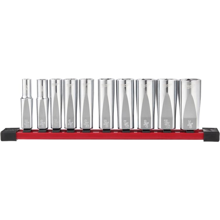Milwaukee 3/8" Drive 10pc Deep Well Socket Set - SAE