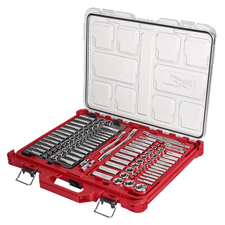 Milwaukee 1/4" & 3/8" Ratchet and Socket Set in PACKOUT - SAE & Metric - 106pc